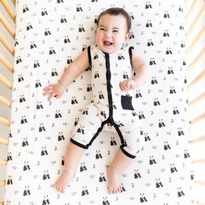 Kyte baby Zen short sleeve snap romper (panda) 12-18 months
